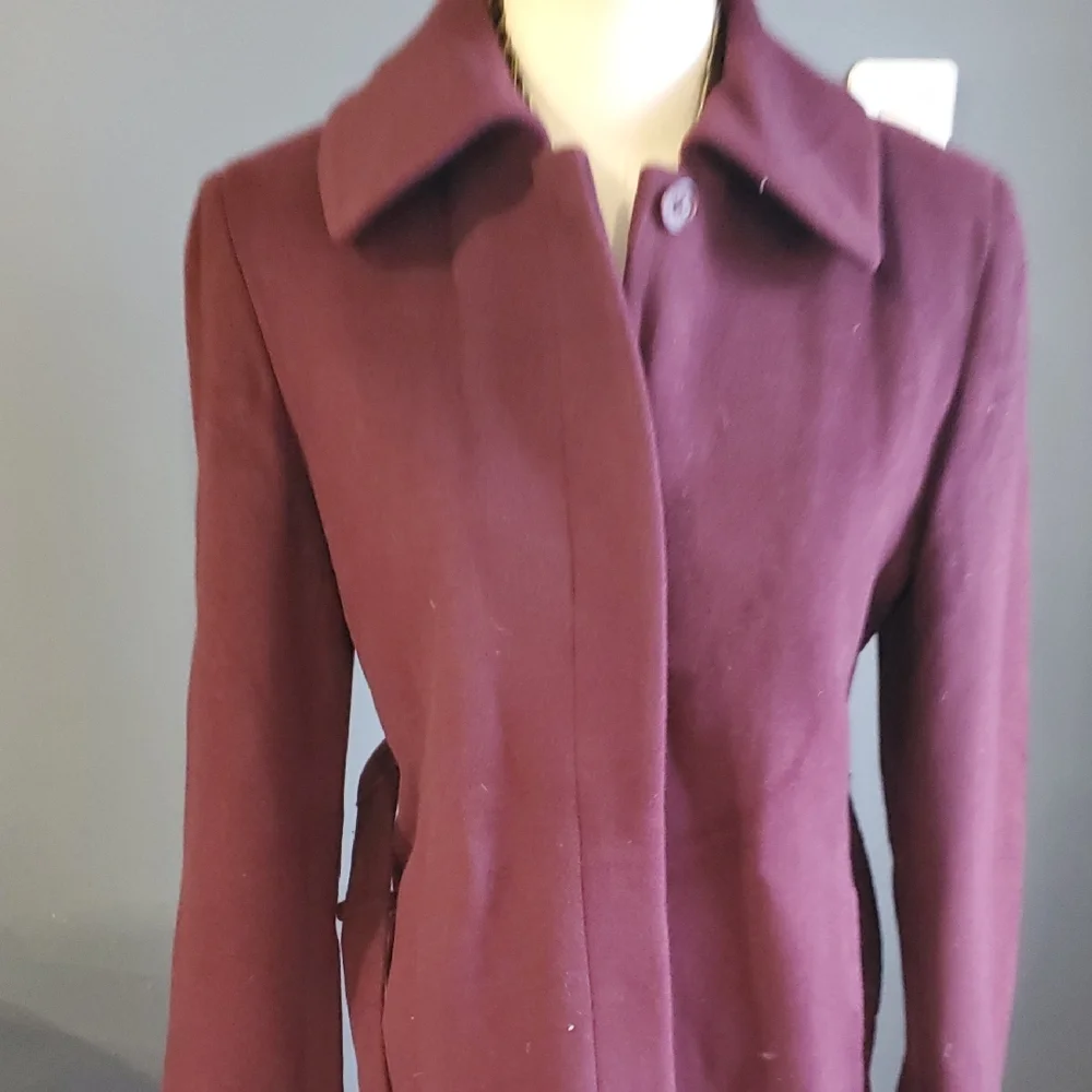 Armani Exchange Cashmere Blend  Plum  Pea  Coat  Size S - Picture 10 of 16